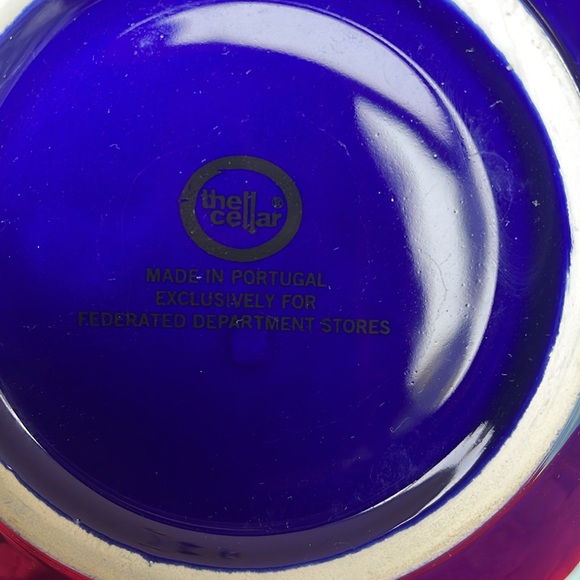 Vintage Vibrant Blue Ceramic Bowl made in Portugal from the Sellar